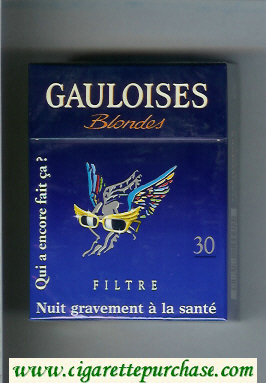 Gauloises Blondes cigarettes Qui a Encore Fait Ca ' Filtre Blue 30s hard box