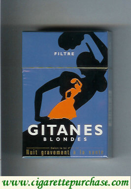 Gitanes Blondes Filtre blue and black and orange cigarettes hard box