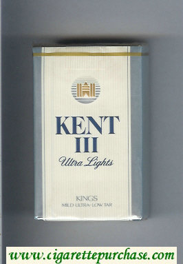 Kent III Ultra Lights Kings Mild Ultra-Low Tar cigarettes soft box