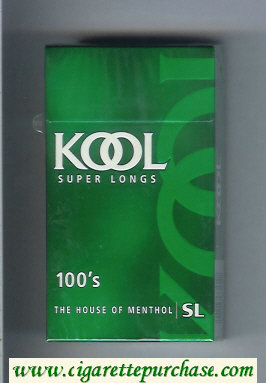 Kool Super Longs 100s The House of Menthol cigarettes hard box