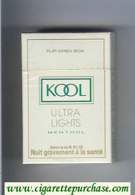 Kool Ultra Lights Menthol cigarettes hard box