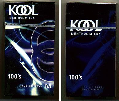 Kool Menthol Milds 100s True Menthol M cigarettes hard box