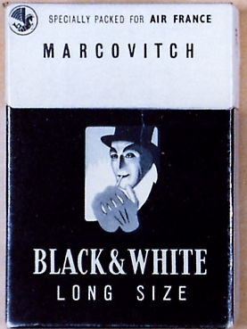 Marcovitch Black and White Air France Special Long Size 100s cigarettes hard box