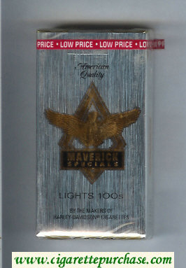 Maverick Specials Lights 100s grey and gold and black cigarettes soft box