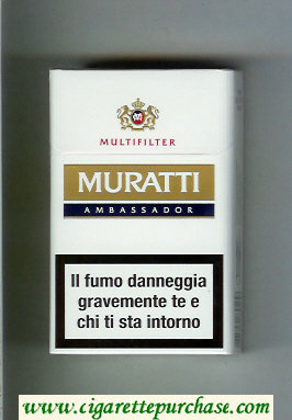 Muratti Ambassador Multifilter white and gold and blue cigarettes hard box