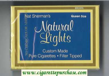 Nat Sherman's Natural Lights Brown cigarettes wide flat hard box