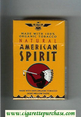 Natural American Spirit Made with 100 percent Organic Tobacco Light Mellow Taste orange cigarettes hard box