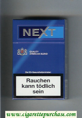 Next Quality American Blend blue and light blue cigarettes hard box