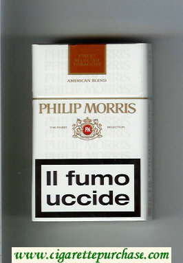 Philip Morris American Blend white and brown cigarettes hard box