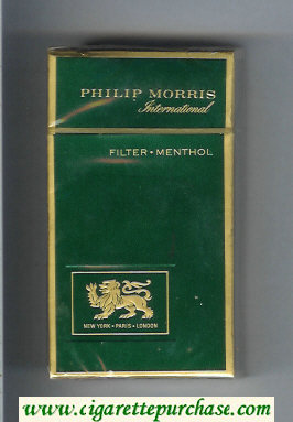 Philip Morris International Filter Menthol 100s green cigarettes hard box