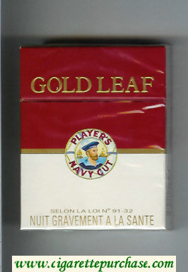 Player's Navy Cut Gold Leaf Navy Cut 25 red and white cigarettes hard box