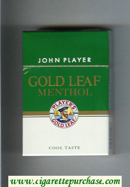 Player's Gold Leaf John Player Menthol green and white cigarettes hard box