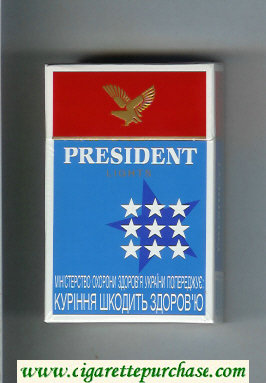 President Lights Fine American Blend cigarettes hard box