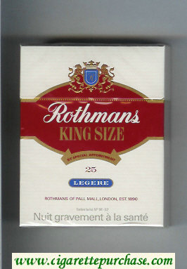 Rothmans Legere By Special Appointment 25 cigarettes hard box