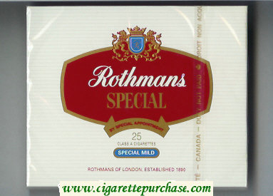 Rothmans Special Mild By Special Appointment 25 cigarettes wide flat hard box