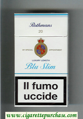 Rothmans Blue Slim Luxery Length 100s cigarettes hard box