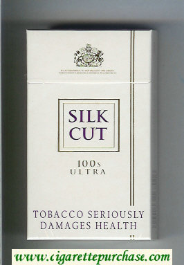 Silk Cut Ultra 100s cigarettes white and white hard box