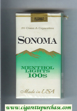 Sonoma Menthol Lights 100s cigarettes soft box