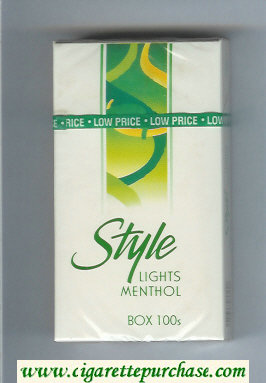 Style Lights Menthol 100s cigarettes hard box