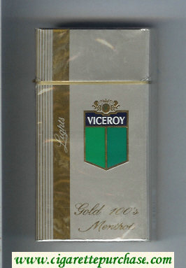 Viceroy Lights Gold 100s Menthol Cigarettes silver hard box