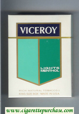 Viceroy Lights Menthol 100s 25 Cigarettes Rich Natural Tobaccos hard box