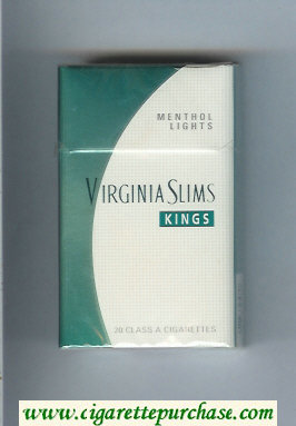 Virginia Slims Kings Menthol Lights cigarettes hard box