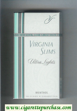 Virginia Slims Ultra Lights 100s Menthol cigarettes hard box