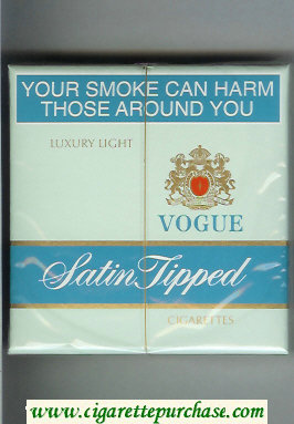Vogue Satin Tipped Luxury Light cigarettes wide flat hard box