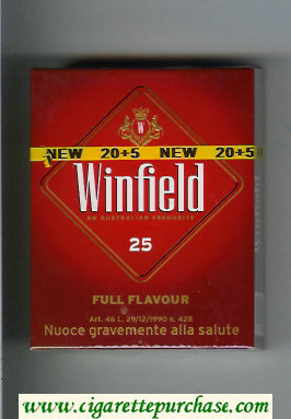 Winfield Full Flavour An Australian Favourite 25 Cigarettes red hard box