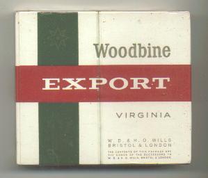 Woodbine EXPORT Virginia Cigarettes wide flat hard box
