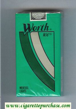 Worth Menthol Lights 100s Cigarettes soft box