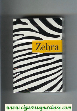 Zebra cigarettes white and black and yellow hard box