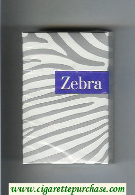 Zebra cigarettes white and grey and blue hard box