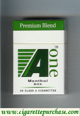 A One Menthol box cigarettes Premium Blend (vertical 'One')