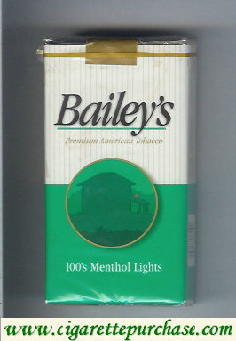 Bailey's 100s Menthol Lights cigarettes