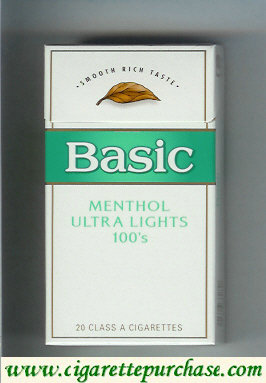 Discount Basic Menthol Ultra Lights 100s cigarettes Smooth Rich Taste hard box