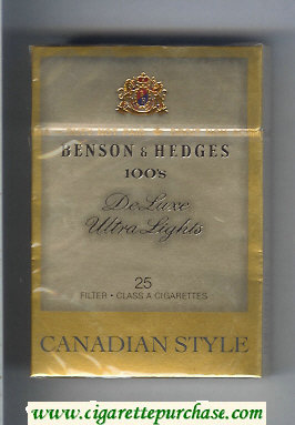 Discount Benson Hedges de Luxe Ultra Lights 100s cigarettes Canadian Style De Luxe Ultra Lights