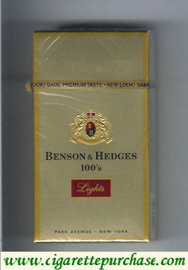 Discount Benson and Hedges 100s Lights cigarettes hard box