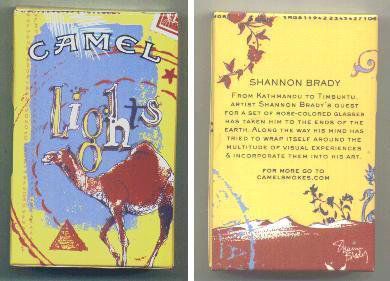 Discount Camel Lights Art Issue designed by Shannon Brady side slide cigarettes hard box