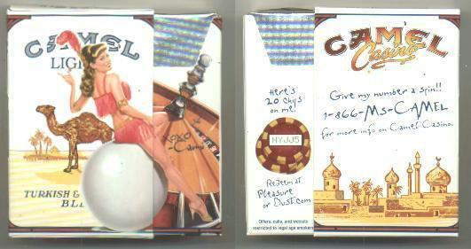 Discount Camel Lights Casino Showgirl Issue Cami side slide cigarettes hard box