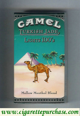 Discount Camel Turkish Jade Mellow Menthol Blend Lights 100s cigarettes hard box