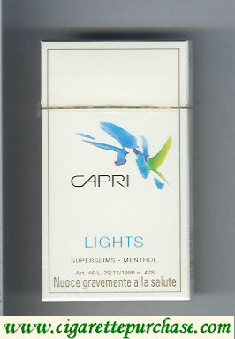 Discount Capri Lights  Menthol 100s cigarettes hard box