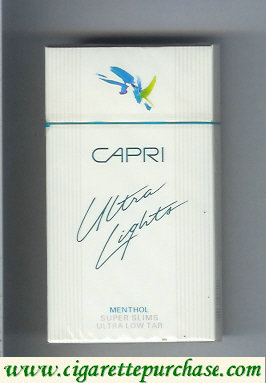 Discount Capri Ultra Lights Menthol 100s cigarettes hard box