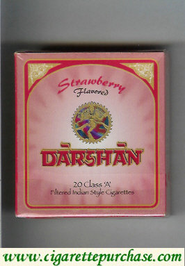 Darshan Strawberry Flavored cigarettes wide flat hard box