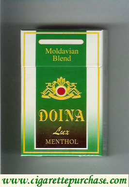 Doina Lux Menthol Moldavian Blend green and white and black cigarettes hard box