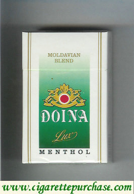 Doina Lux Menthol Moldavian Blend white and green cigarettes hard box