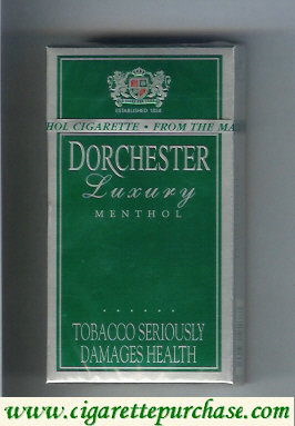 Dorchester Luxury Menthol green 100s cigarettes hard box