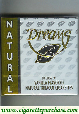 Dreams Natural Vanilla Flavored cigarettes wide flat hard box