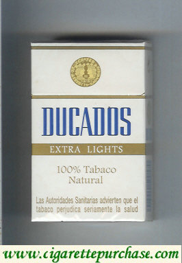 Ducados Extra Lights 100% Tabaco Natural white and gold cigarettes hard box