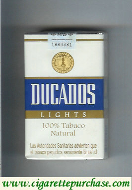 Ducados Lights 100% Tabaco Natural white and blue and gold cigarettes hard box